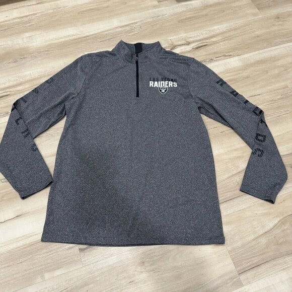 NFL Men’s Raiders Las Vegas Gray 1/4 Quarter Zip Jacket Pullover Medium M - Picture 1 of 6